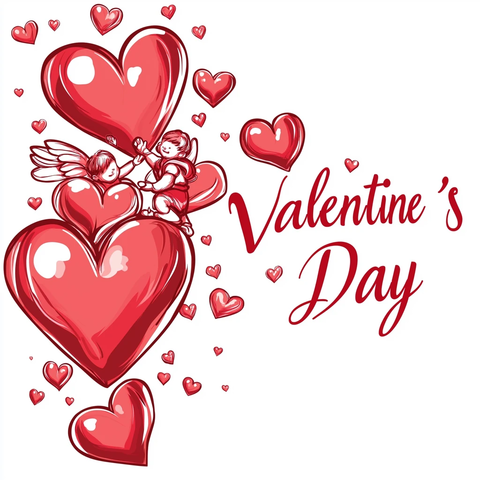 情人节红心与丘比特