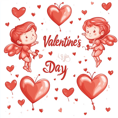 情人节红心与丘比特