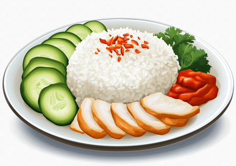 米饭鸡肉黄瓜片