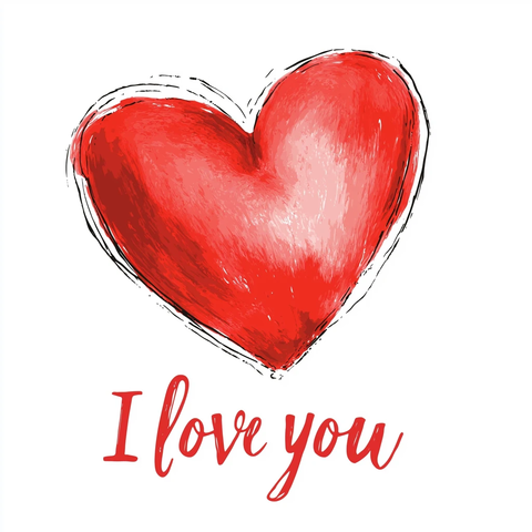 红心与“我爱你”文字