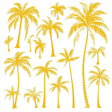 黄色棕榈树剪影