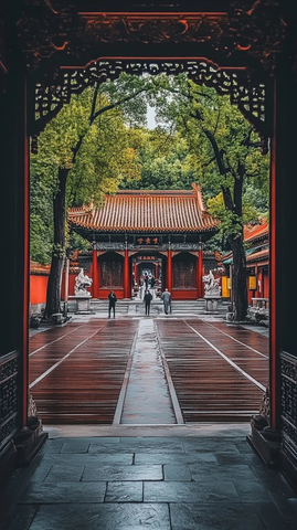 中式古建筑庭院的入口景观