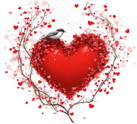 红心鸟枝图