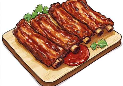 烤肋排配酱料