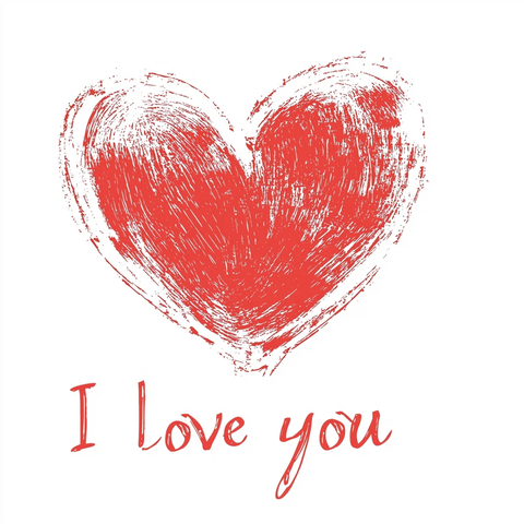 红心与“我爱你”文字