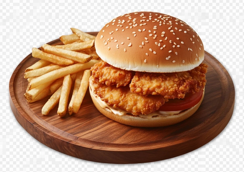 鸡肉汉堡配薯条