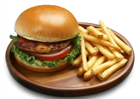 鸡肉汉堡配薯条