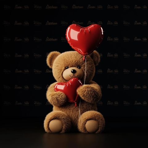 泰迪熊持心形气球