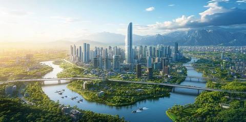 现代化大都市鸟瞰全景图