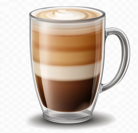 玻璃杯分层咖啡拿铁