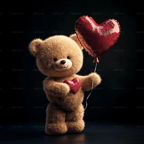 泰迪熊持心形气球