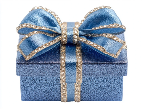 蓝色礼盒与丝带