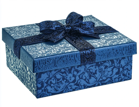 蓝色礼盒与丝带