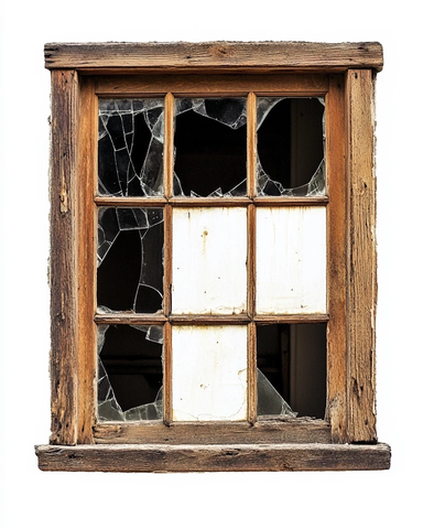 破旧木窗框
