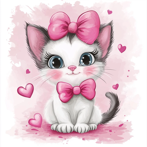 粉色蝴蝶结小猫