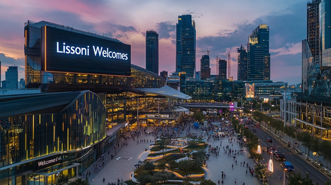 城市商业区夜景人潮涌动氛围热闹