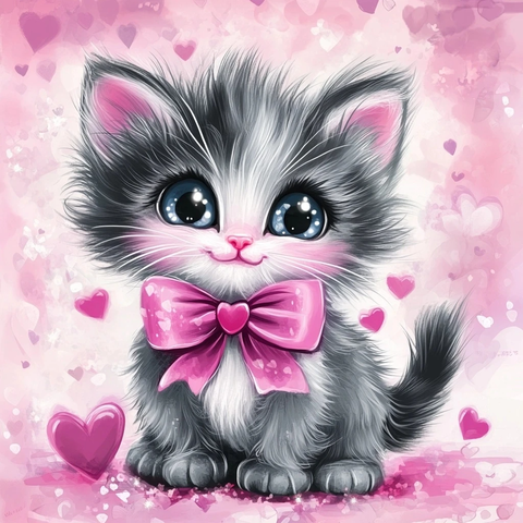 粉色蝴蝶结小猫