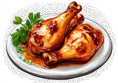 烧烤鸡腿透明背景