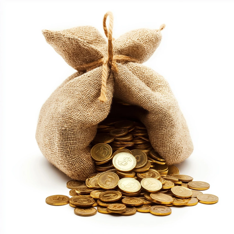 金色钱袋溢出硬币