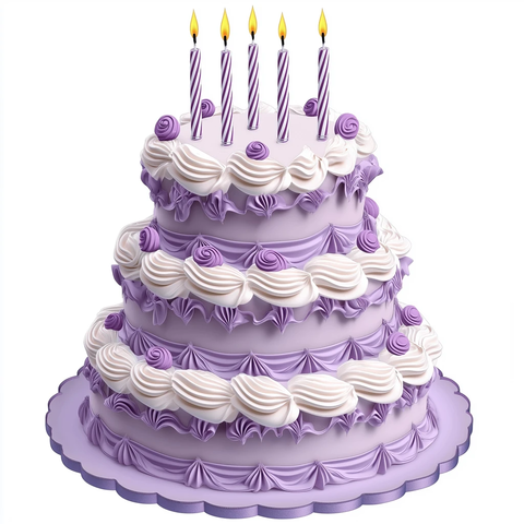 三层紫色生日蛋糕