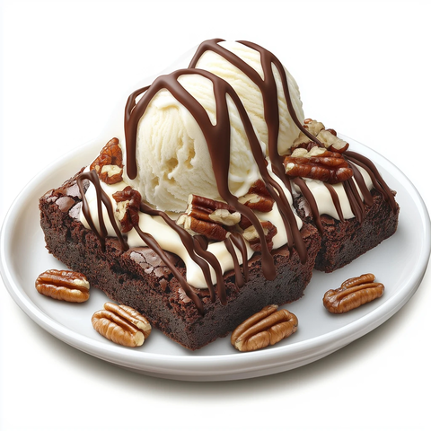 巧克力酱布朗尼配冰淇淋