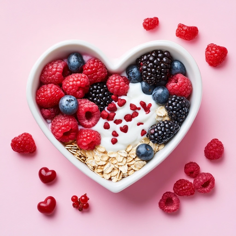 心形碗装燕麦酸奶莓果