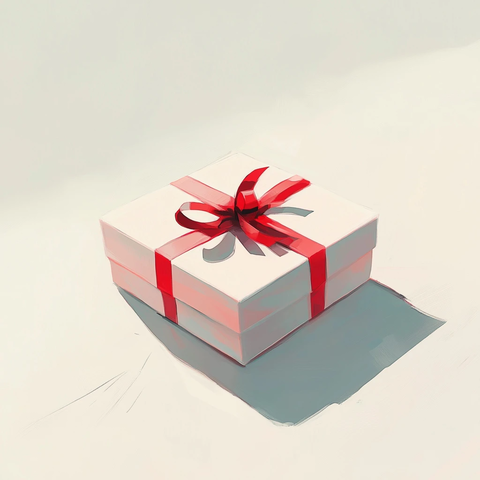 白色礼盒红丝带