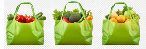 绿色购物袋装蔬菜水果