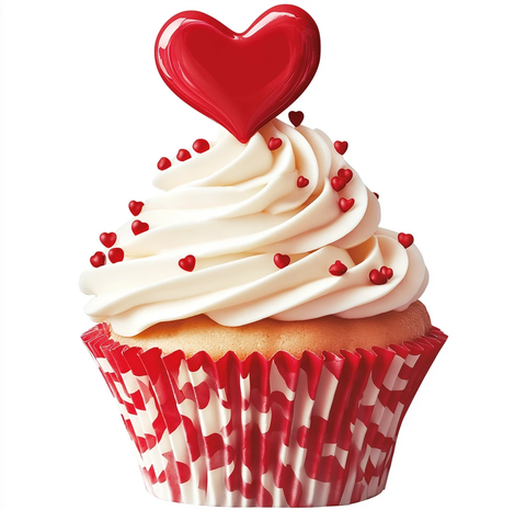 奶油红心纸杯蛋糕