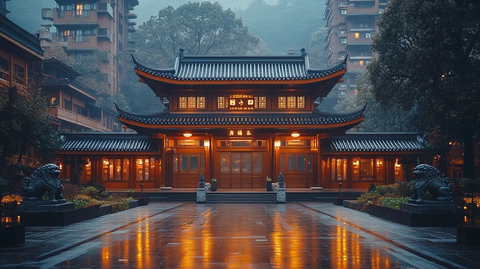 古色古香中式传统建筑夜景