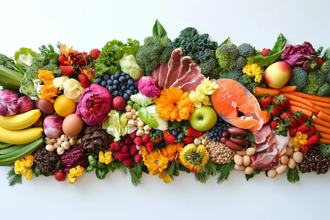 水果蔬菜鱼肉蛋豆类食品展示