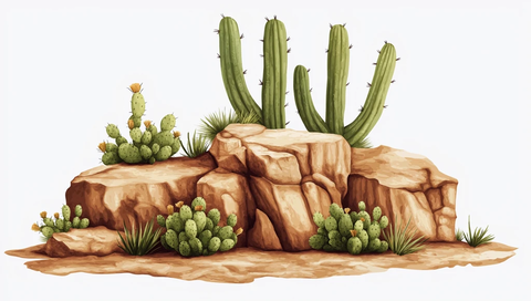 仙人掌岩石悬崖