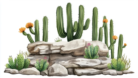 仙人掌岩石悬崖