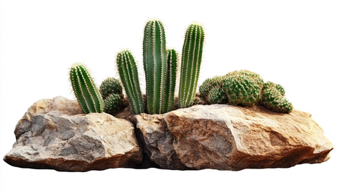 沙漠岩石上的仙人掌