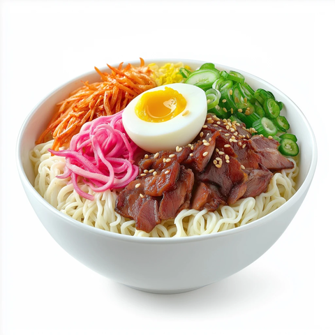 拉面配鸡蛋和腌菜