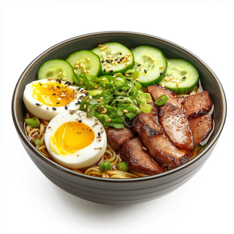 拉面配鸡蛋猪肉黄瓜