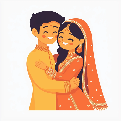 印度婚礼情侣拥抱