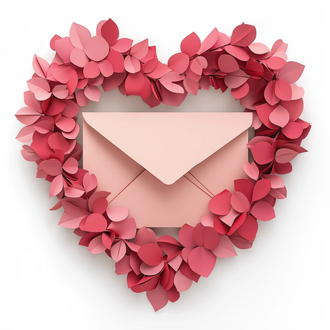 心形纸花信封花环