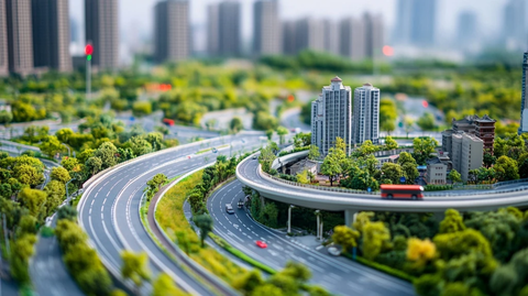 城市立体交通及周边绿化环境鸟瞰图