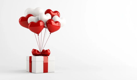 心形气球礼物盒