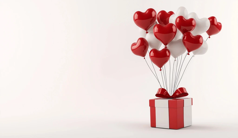 心形气球礼物盒