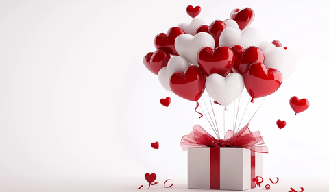 心形气球礼物盒