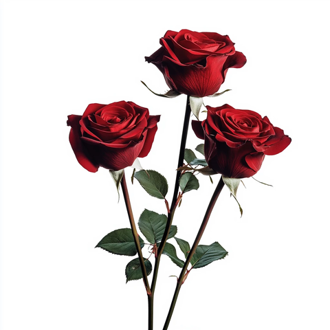 三支长茎红玫瑰