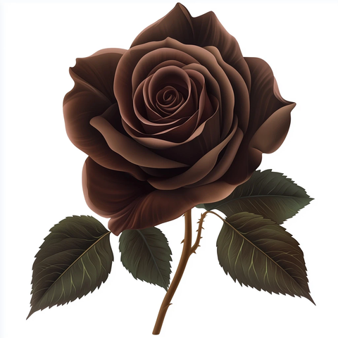 深棕色玫瑰与叶子剪影