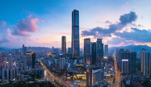 城市天际线鸟瞰全景