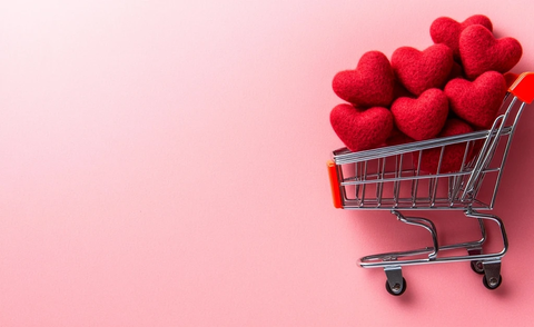 购物车红心情人节