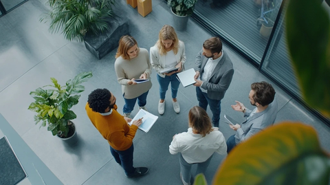 办公室团队讨论每日目标