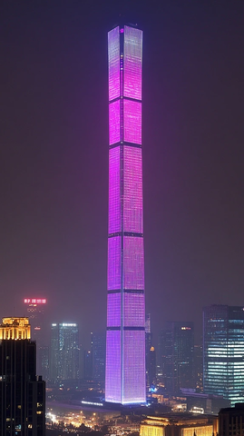 夜色中的摩天大楼灯火璀璨的景象