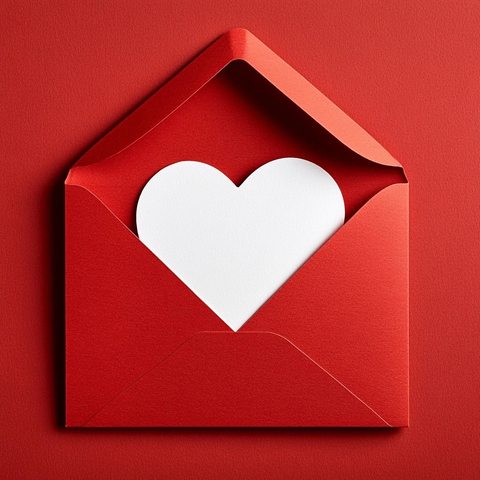 情人节信封与心形卡片