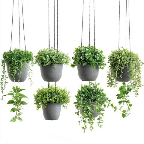 悬挂花盆植物剪影